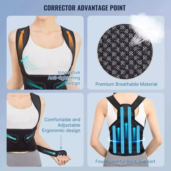 Corrector de Postura 2 en 1 con Soporte Lumbar – Ajustable y Cómodo