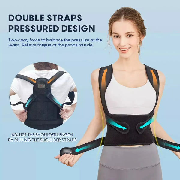 Corrector de Postura 2 en 1 con Soporte Lumbar – Ajustable y Cómodo