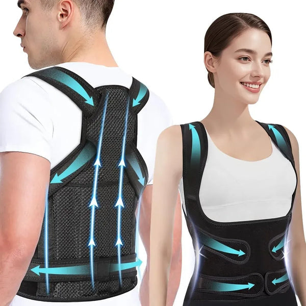Corrector de Postura 2 en 1 con Soporte Lumbar – Ajustable y Cómodo