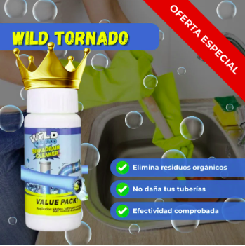 Wild Tornado – Destapador de Cañerías Potente y Seguro (Fórmula No Corrosiva)