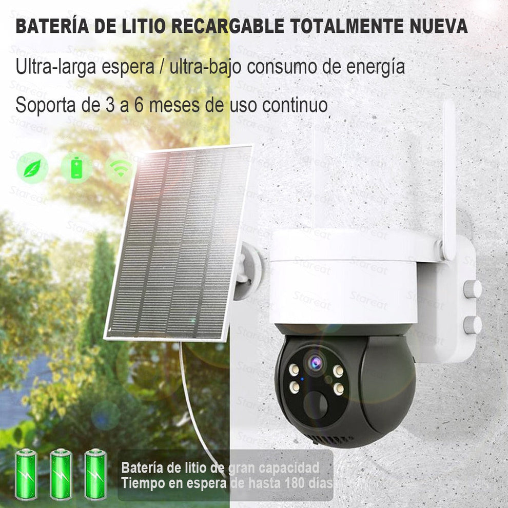 SOLARE® – CÁMARA DE SEGURIDAD SOLAR PARA EXTERIORES🔆 5MP HD 360° IP66   + ¡CÁMARA MINI DE REGALO! 🎁📡