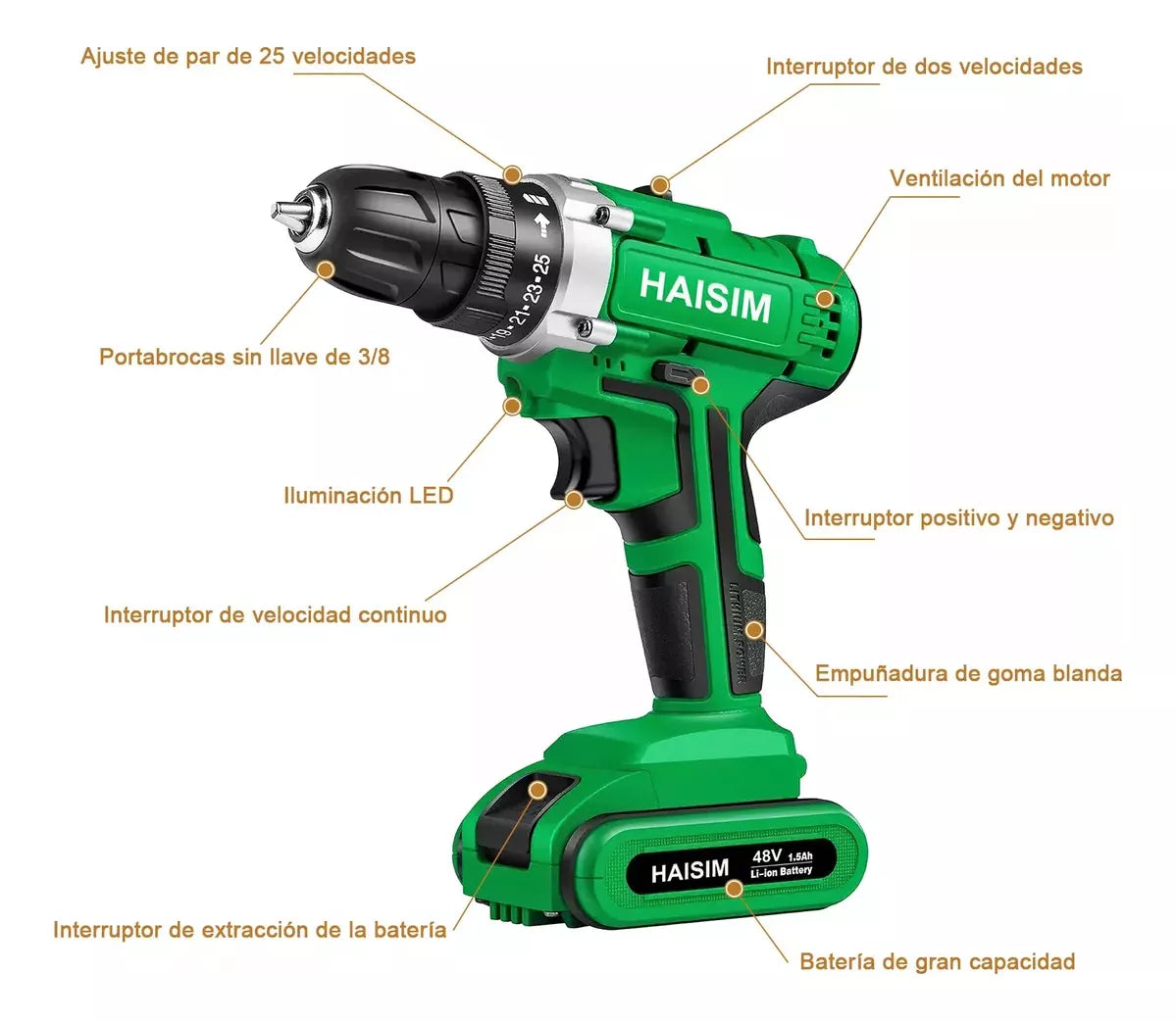 KIT HAISIM Multitool 48v - Taladro Inalámbrico Portátil  / OFERTA KIT DE BROCAS INCLUIDO ✅*¡1 BATERIA!*